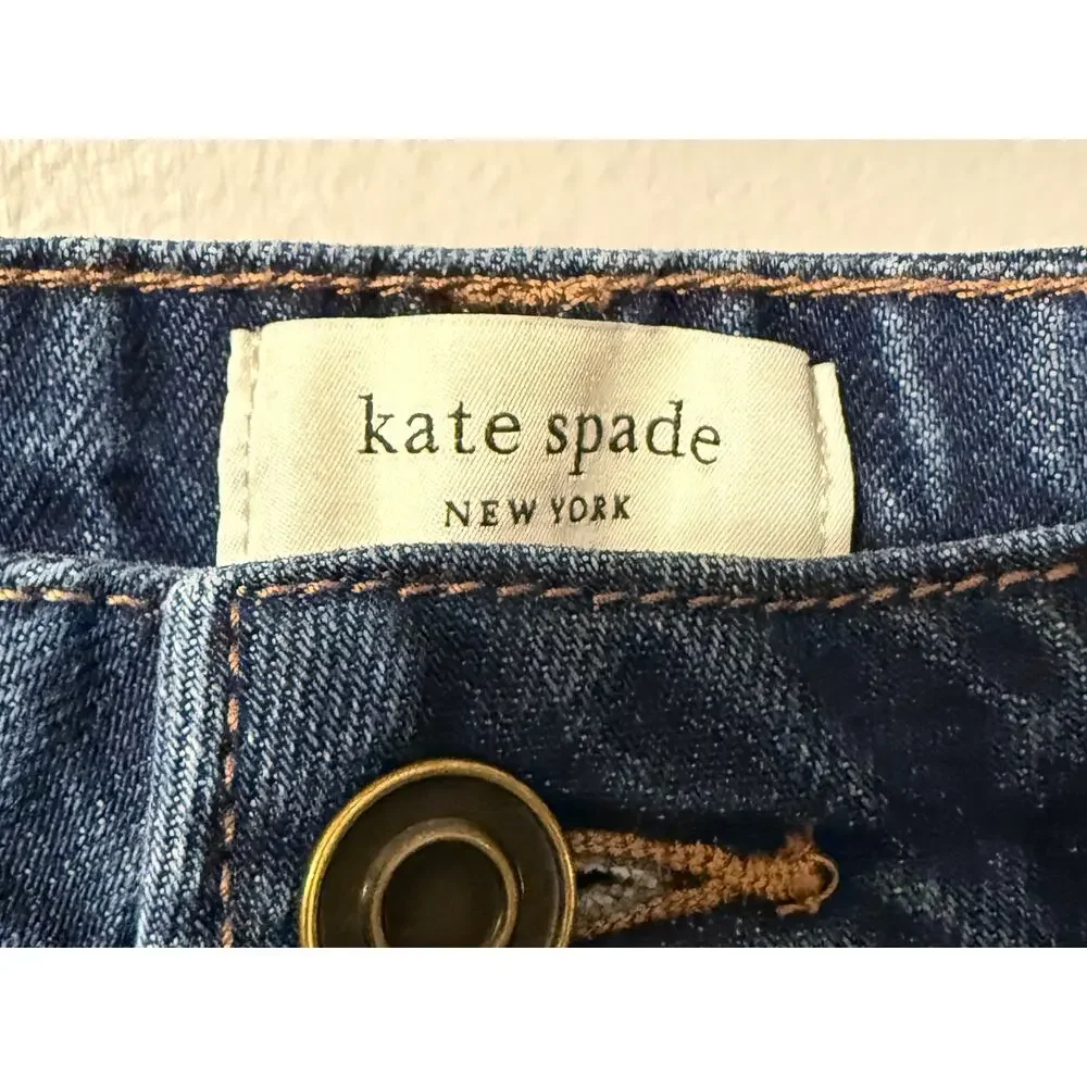 Kate Spade New York High-Rise Wide Leg Denim Jeans - Dark Indigo Wash Sz 14